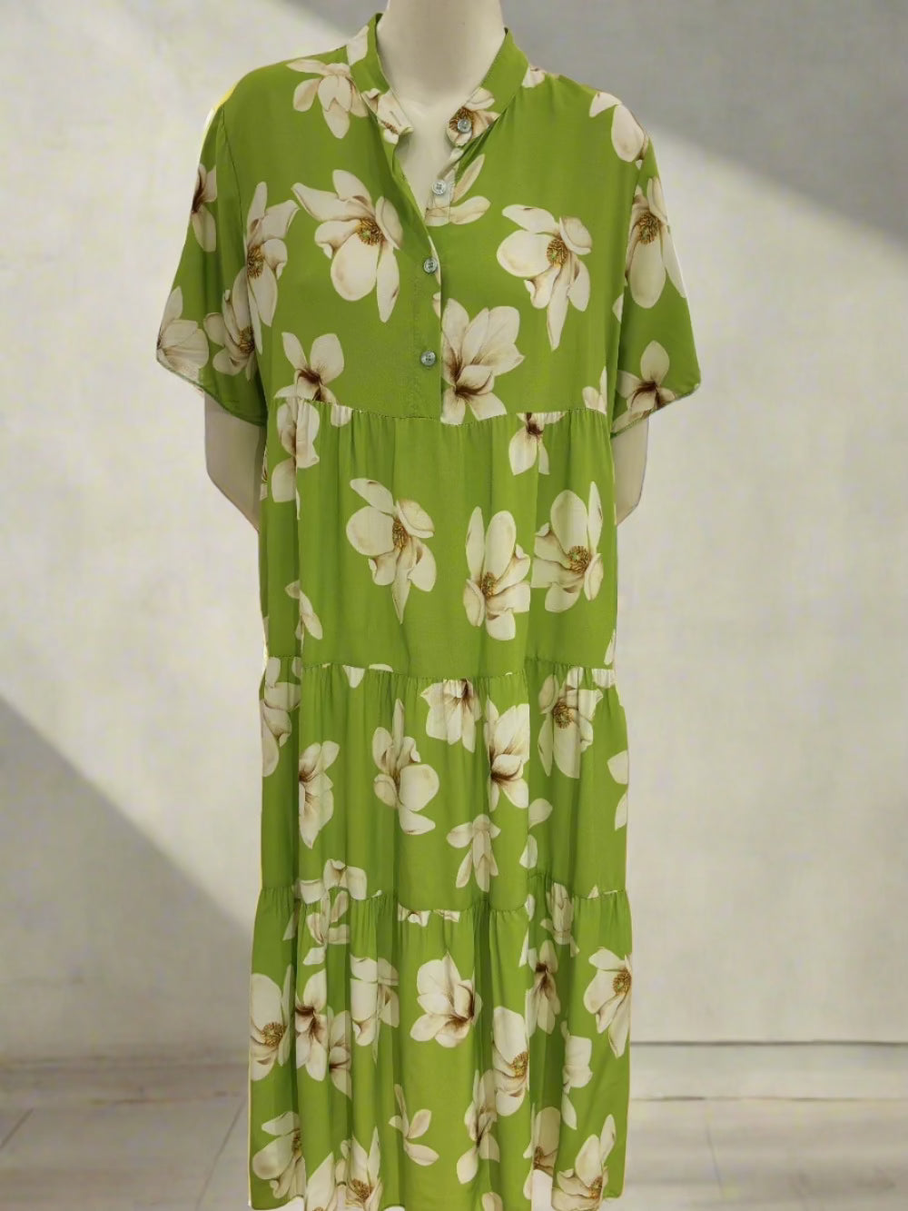 Short Sleeve Printed Long Dress