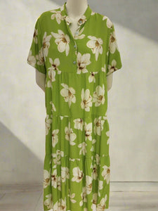 Short Sleeve Printed Long Dress