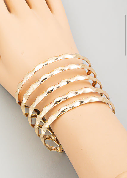Hammered Multi Strand Cuff Bracelet