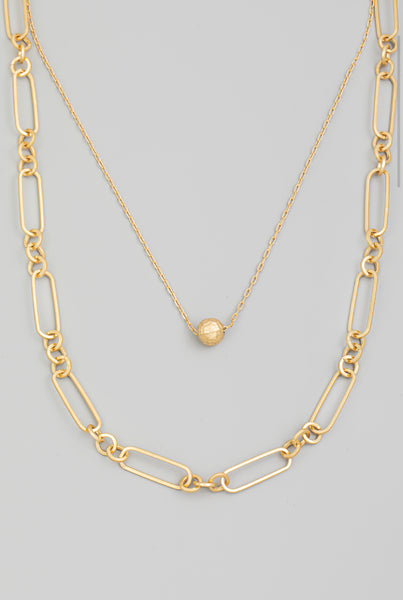 Layered Oval Cutout Chain Link Necklace