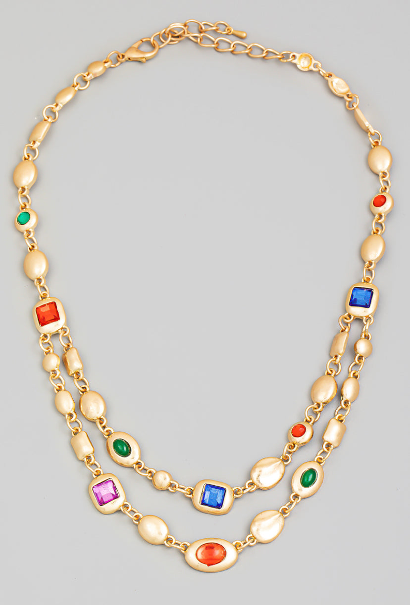 Crystal Rhinestone Layered Necklace
