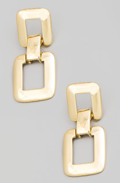 Dipped Square Chain Link Drop Earrings