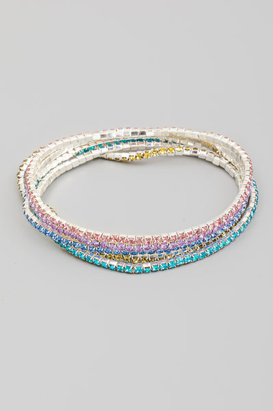 Five Piece Rhinestone Stretch Bracelet Set