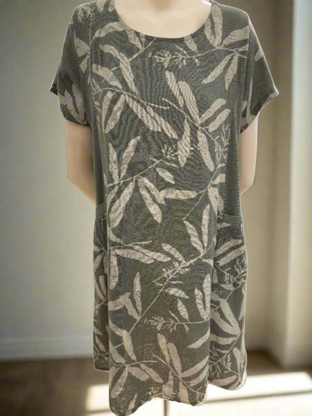Leaf Print Cotton Dress