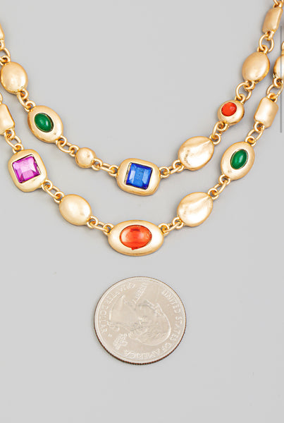 Crystal Rhinestone Layered Necklace