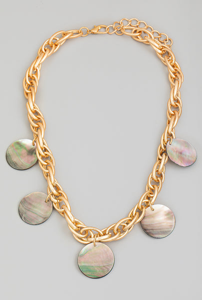 Shell Disc Station Chain Necklace