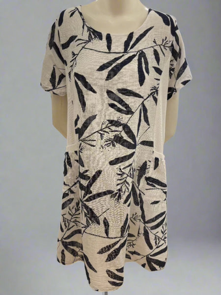 Leaf Print Cotton Dress