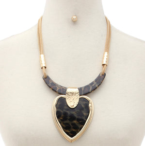 Animal Print Heart Pendant Necklace