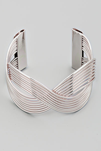 Metallic Wave Multi Strand Cuff Bracelet
