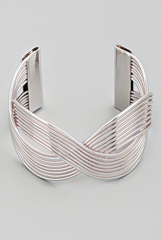 Metallic Wave Multi Strand Cuff Bracelet