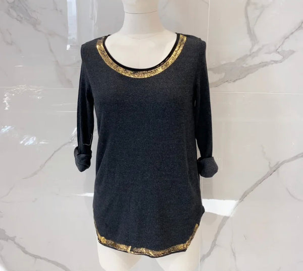 Gold Trim Light Sweater - Italian
