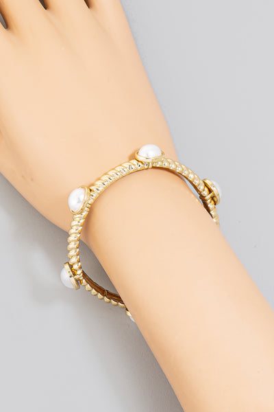 Oval Gem Charms Elastic Bracelet