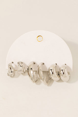 3 Piece Mixed Hoop Earrings Set