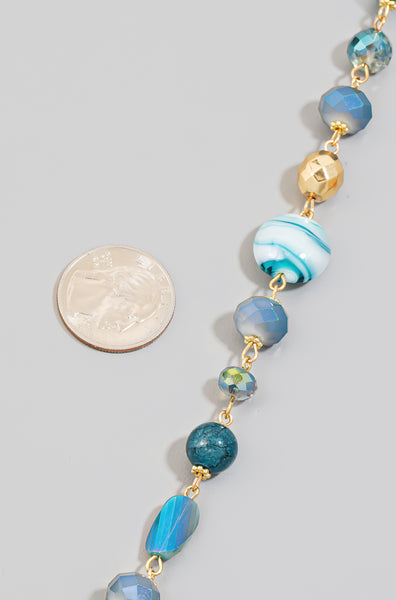 Mixed Beaded Long Chain Necklace