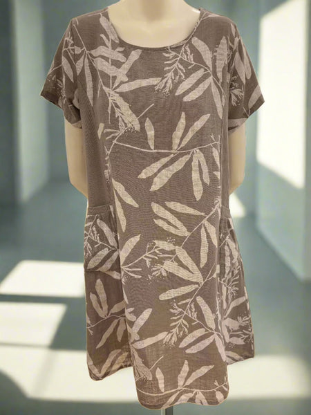 Leaf Print Cotton Dress