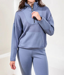 Long Sleeve Mock Neck Top With Zipper