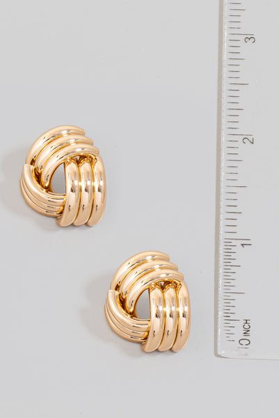 Layered Metallic Knot Stud Earrings