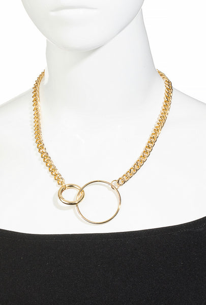 Chain Link Circle Pendant Necklace