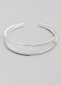 Metallic Coil Double Strand Cuff Bracelet