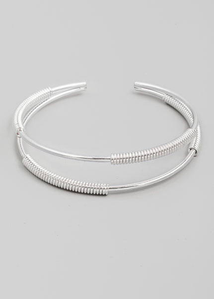 Metallic Coil Double Strand Cuff Bracelet