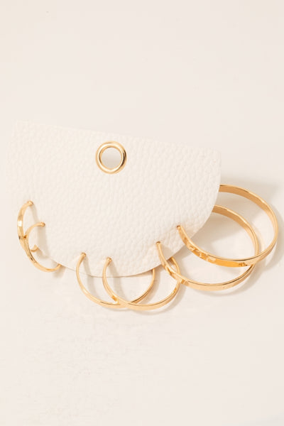 Mixed Size Hammered Flat Hoop Earrings Set