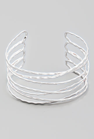 Hammered Multi Band Cuff Bracelet
