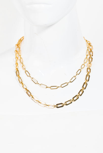 Layered Triple Chain Link Necklace