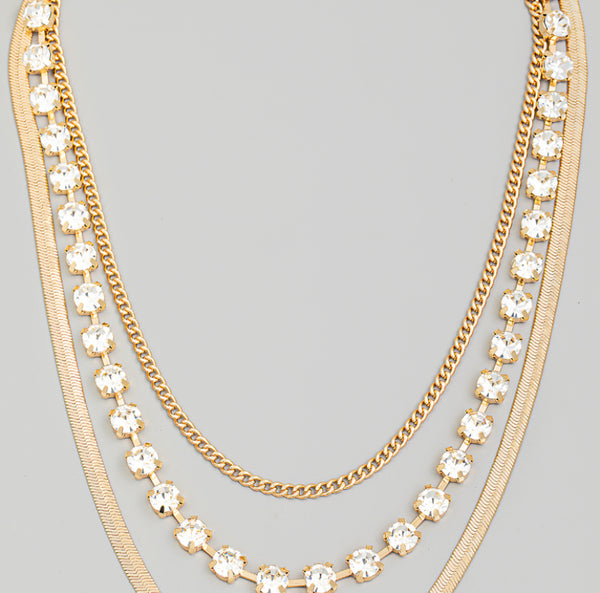 Crystal Rhinestone Layered Necklace