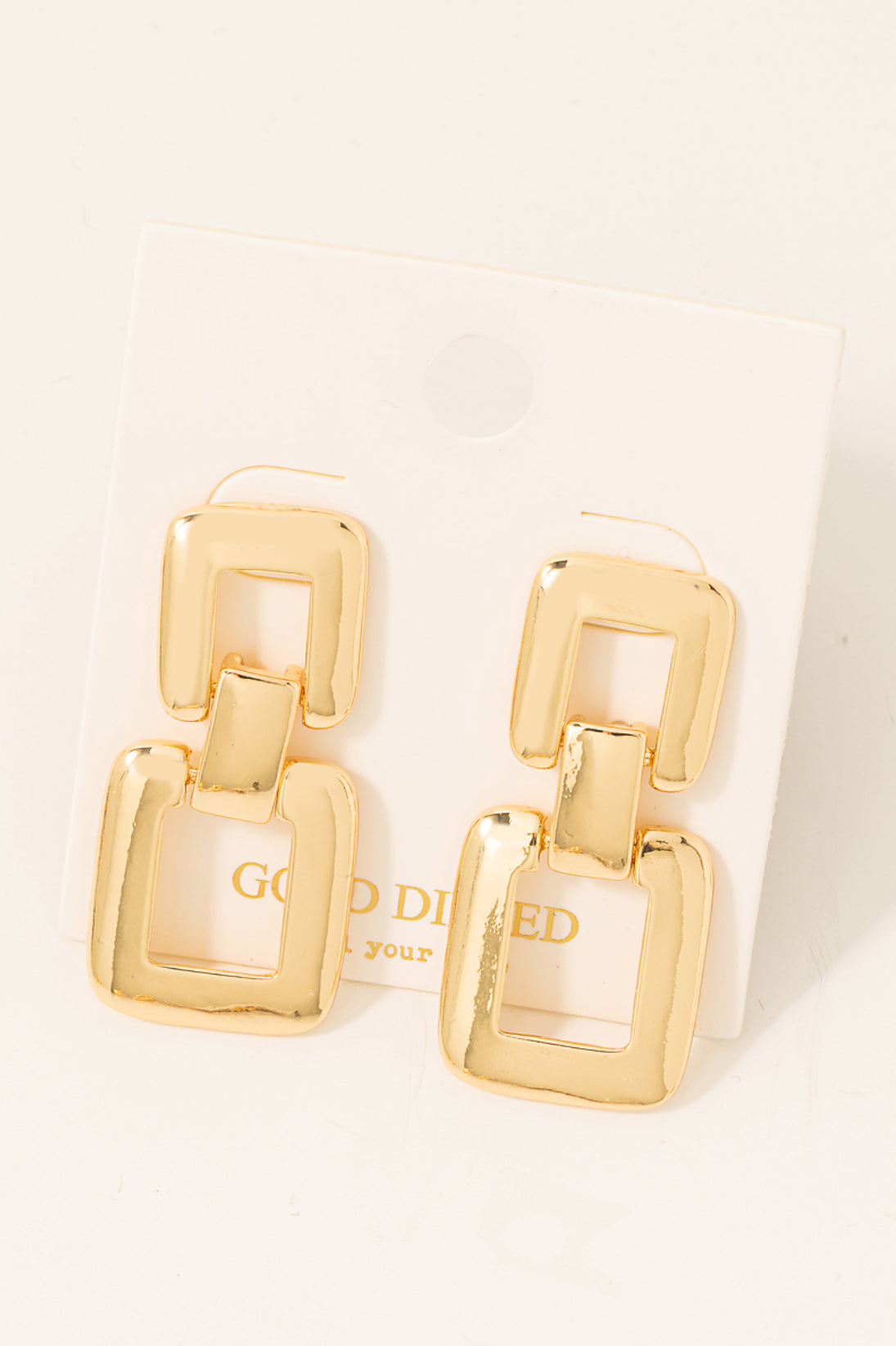 Dipped Square Chain Link Drop Earrings