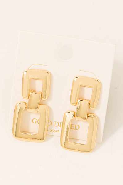 Dipped Square Chain Link Drop Earrings