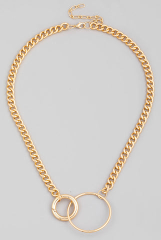 Chain Link Circle Pendant Necklace