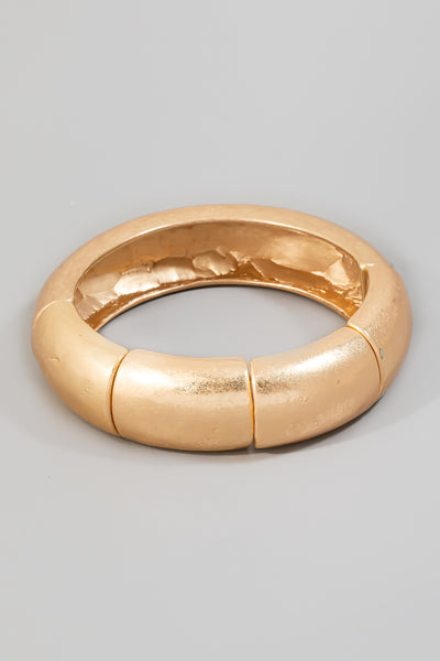 Worn Metallic Elastic Bangle Bracelet
