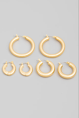 Tube Latch Hoop Earring Set
