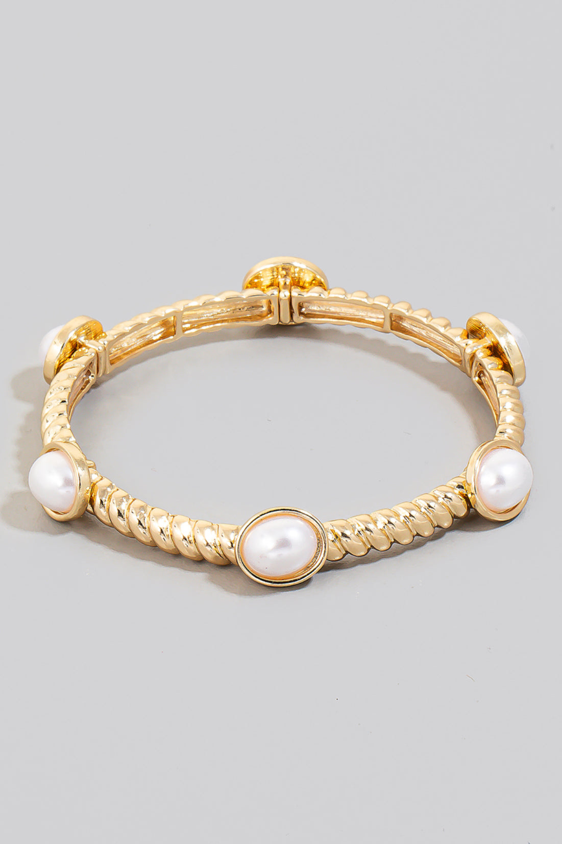 Oval Gem Charms Elastic Bracelet