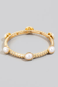 Oval Gem Charms Elastic Bracelet