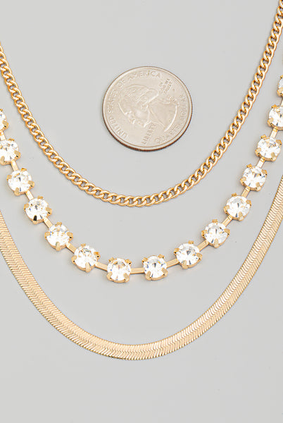 Crystal Rhinestone Layered Necklace