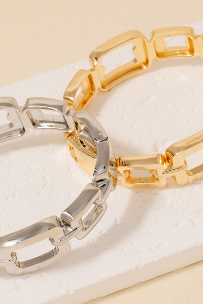 Solid Metallic Chain Hinge Bracelet