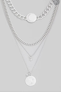 Layered Moon Star Constellation Coin Choker Necklace