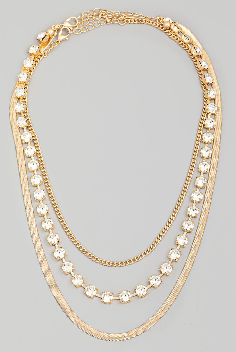 Crystal Rhinestone Layered Necklace