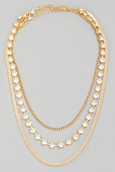 Crystal Rhinestone Layered Necklace