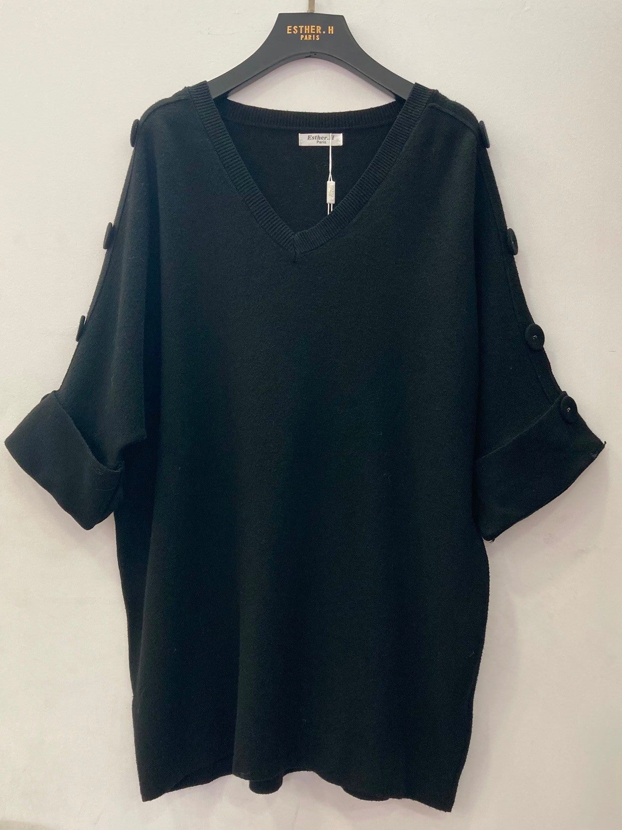 Button Shoulder Sweater Tunic