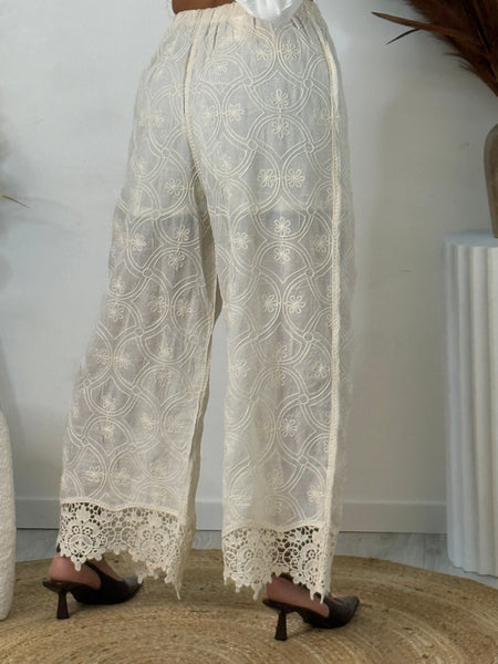 Embroidery Crochet Bottom Pant