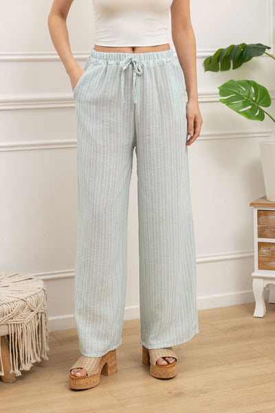 Stripe Cotton/Linen Pants