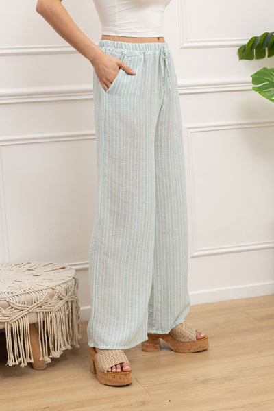 Stripe Cotton/Linen Pants
