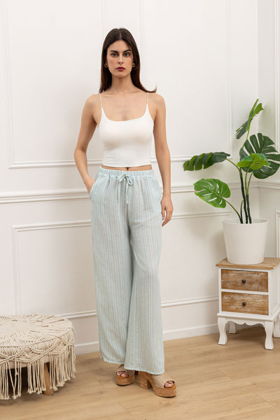 Stripe Cotton/Linen Pants