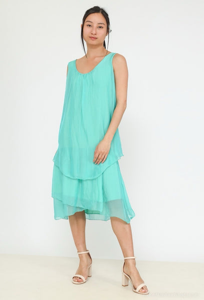 Sleeveless Layered Silk Dress - Italian