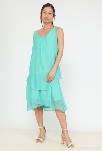 Sleeveless Layered Silk Dress - Italian