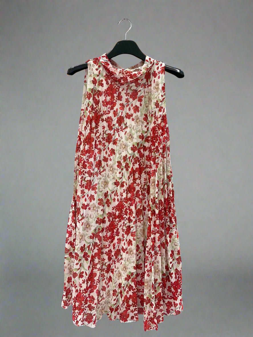 Sleeveless Print Pleat Dress