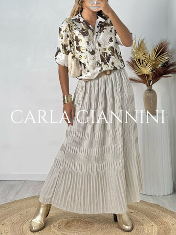 Long Pleat Detail Skirt