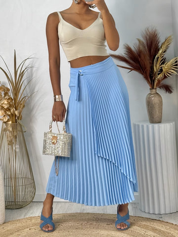 Wrap Pleated Skirt